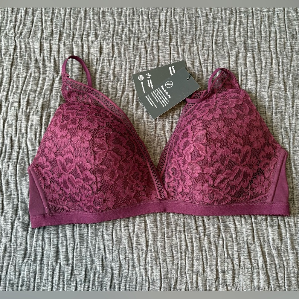Knix Lace Bralette in Deep Berry (XXL)